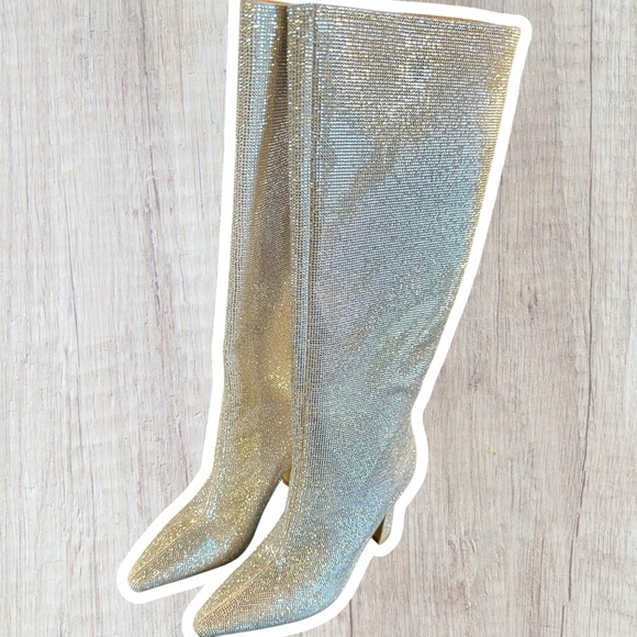 NWT Steve Madden Sparkling ‘Shayna’ Tall Boots in Silver Rhinestone Size 5 - Picture 12 of 16
